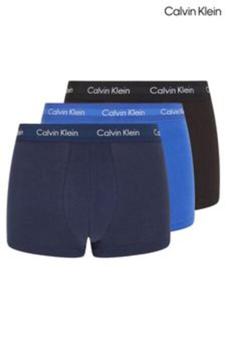 Bleu - Lot de 3 boxers Calvin Klein taille basse en coton stretch (390381) | €43