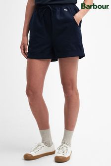 Barbour® Navy Elsden Drawcord Waist Shorts With Linen (390669) | AED420