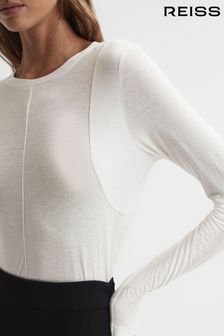 Reiss Ivory Mai Linen Long Sleeve T-Shirt (390758) | OMR59