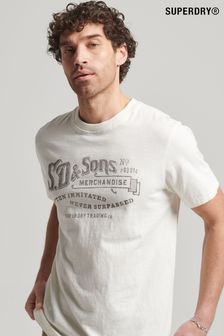 Superdry Cream Vintage Script Workwear T-Shirt (391493) | €41