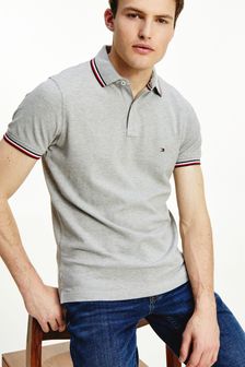 Grau - Tommy Schmales Polo-Shirt mit Zierstreifen, Weiß (391496) | 94 €
