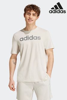 adidas Dark Brown 100% Cotton Essentials Single Jersey Linear Embroidered Logo T-Shirt (391593) | $31