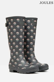 Joules Grey Floral Adjustable Tall Wellies (391685) | €94
