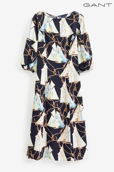 Gant Kleid mit Segelbootmuster und U-Boot-Ausschnitt, Blau (392165) | 134 €