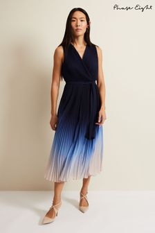 Phase Eight Natural Freya Ombre Pleat Midi Dress (392167) | $327