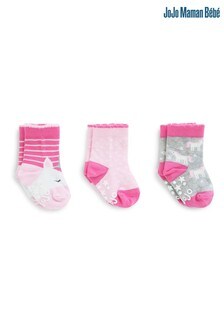 JoJo Maman Bébé Pink Unicorn Socks Three Pack (392179) | KWD4.500