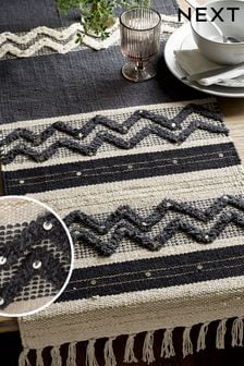 Monochrome Metallic Woven Kitchen Table Runner (392261) | 21 €