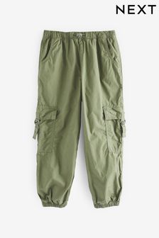 Khaki Green Jersey Lined Parachute Cargo Trousers (3-16yrs) (392494) | AED92 - AED116