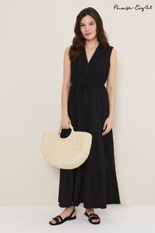 Phase Eight Black Textured Anika Sleeveless Midi Dress (393018) | €126