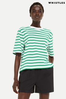 Whistles Green Stripe Short Sleeve Top (393045) | AED272