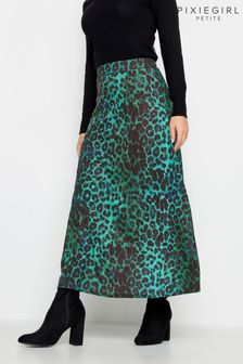 PixieGirl Petite Green Leopard Print Maxi Skirt (393118) | AED161