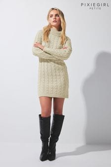 Naturfarben - Pixiegirl Petite Pulloverkleid mit Zopfmuster (393123) | 53 €