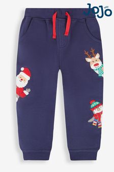 Темно-синий Синий Рождество - Спортивные брюки с аппликацией и карманами для домашнего питомца Jojo Maman (393373) | €31