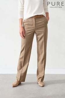Pure Collection Camel High Waist Wide Leg Trousers (393722) | $286