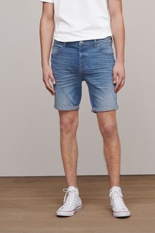 Light Blue Denim Slim Fit Premium Wash Shorts With Stretch (394045) | €9