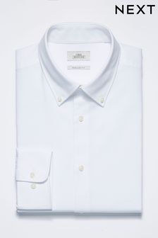 Wit - Nauwaansluitende pasvorm met enkele manchetten - Easy Care Oxford overhemd (394923) | €22