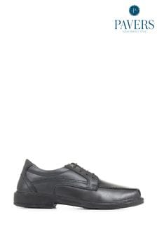 Pavers Wide Fit Leather Lace-Up Black	Shoes