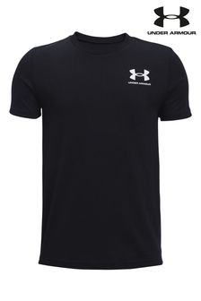 Negru - Tricou pentru băieți cu logo pe piept în partea stângă Under Armour Sportstyle (395079) | 107 LEI