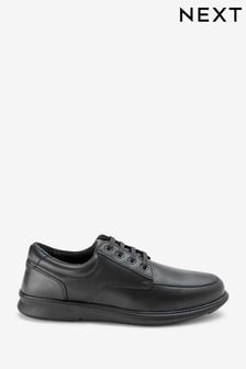 Negru - Măsură regular - Pantofi Derby cu șiret și detaliu cusături (395140) | 265 LEI