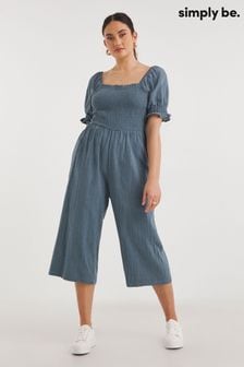 Simply Be Blue Linen Look Jumpsuit (395430) | 122 zł
