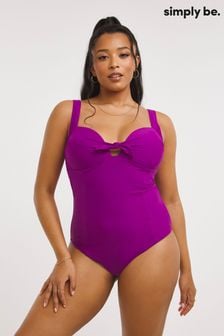 Fioletowy modelujący strój kąpielowy Simply Be z fiszbinami (395819) | 125 zł
