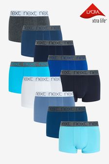 Blue Mixed Colour - Hipster Boxers 10 Pack (396226) | BGN117
