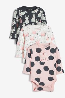 3 Pack Appliqué Long Sleeve Baby Bodysuits (0 мес. - 3 лет)