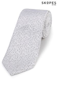 Skopes Krawatte und Einstecktuch aus Seide/Leinen mit Lorbeermuster, Silber (396734) | 46 €