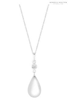 Simply Silver Silver Besel Polished Drop Pendant Necklace (397090) | 223 SAR