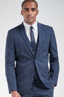 Bright Blue Slim Fit Check Suit: Jacket (397404) | ₪ 186