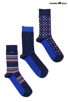 Raging Bull Cobalt Blue Men's Cotton Mix Socks Three Pack (397481) | SGD 29