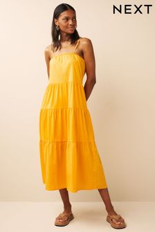 Orange Poplin Jersey Cami Tiered Midi Dress (397640) | 16 €
