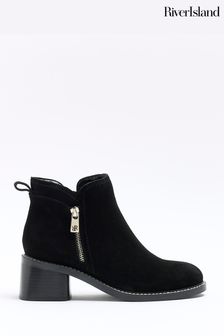 River Island Black Cropped Side Zip Boots (398109) | €34