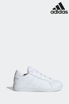 adidas White Kids Sportswear Grand Court Lifestyle Tennis Lace-Up Trainers (399100) | 148 QAR