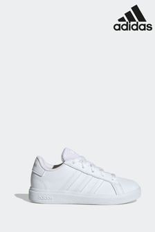 adidas White Grand Court Lace-Up Trainers (399100) | $51