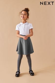 灰色 - 平織彈力鬆緊校園風高腰短裙 (3-17歲) (399176) | NT$310 - NT$530