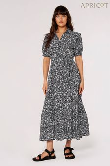 Apricot Black Vintage Folk Flower Shirt Dress (399346) | €21.50