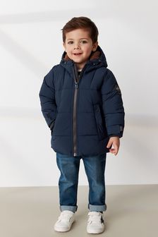 Navy Blue Longline Padded Coat (3mths-7yrs) (3JD192) | TRY 644 - TRY 736