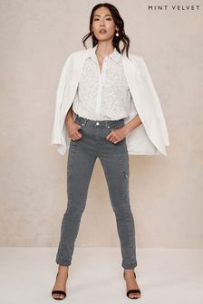 Mint Velvet Houston Grey Zip Slim Jeans (3LC476) | HK$871