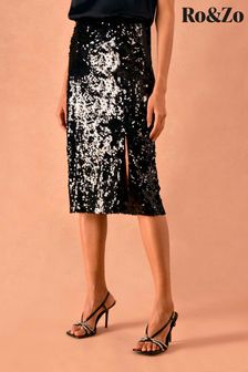 Ro&Zo Black Sequin Skirt (3QD209) | 365 QAR