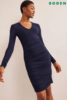 Boden Blue Ruched Body Jersey Mini Dress (3ZH971) | €51