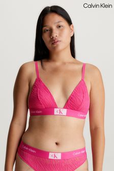 Розовый - Calvin Klein Animal Print Lace Triangle Bra (400289) | €23