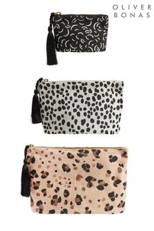 Oliver Bonas Leopard Print Three Pack Pouch Bags (400690) | ₪ 91