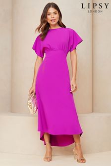 Lipsy Pink Petite Flutter Sleeve Underbust Midi Dress (400707) | Kč1,855