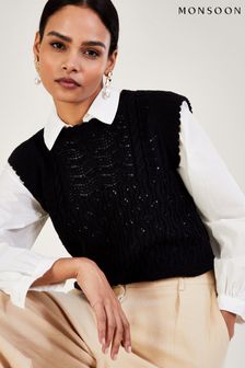 Monsoon Black Multi Stitch Pointelle Knitted Vest (400800) | 80 €