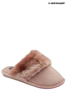 Dunlop Pink Ladies Closed Toe Faux Fur Mule Slippers (400824) | €22.50