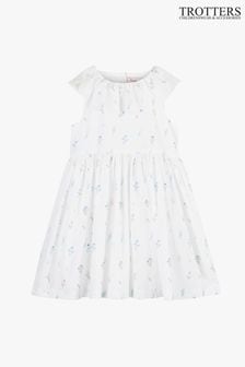 Trotters London Floral Frances 100% Cotton Willow White Dress (400887) | $120 - $130