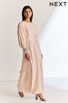 Pink Embellished Cuff Long Sleeve Occasion Maxi Dress (401047) | AED240