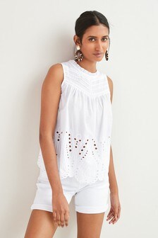 Blouse sans manches avec broderie