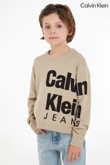 Kremowy dziecięcy sweter Calvin Klein z logo (401580) | 252 zł
